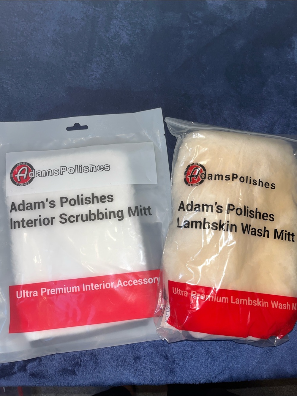 Adams Polishes Lambskin Wash Mitt in Cream & Red Packaging